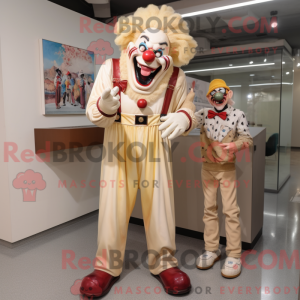 Beige Evil Clown mascot...