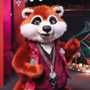Maroon Red Panda mascot...