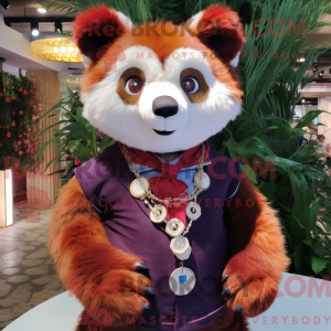 Maroon Red Panda mascot...