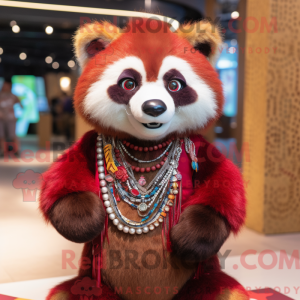 Maroon Red Panda mascot...