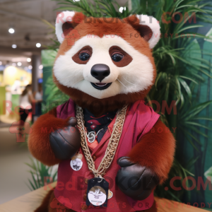 Maroon Red Panda maskot...