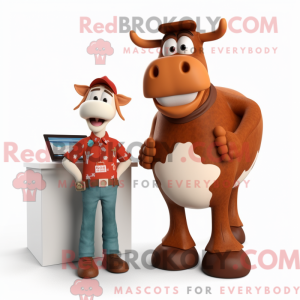 Rust Guernsey Cow mascot...