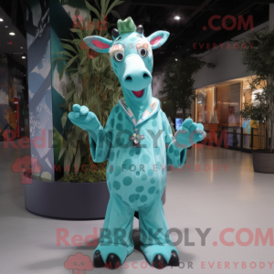 Cyan Giraffe maskot...