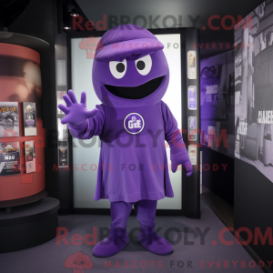 Purple Ghost maskot kostume...