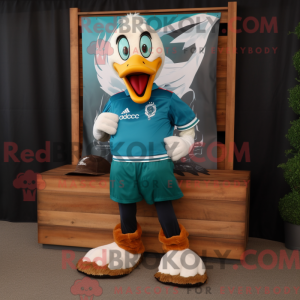 Teal Goose mascot costume...