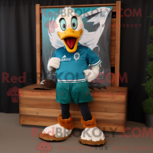 Teal Goose maskotdraktfigur...