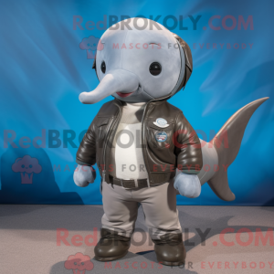 Grå Narhval maskot kostume...
