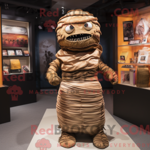 Brown Mummy mascot costume...