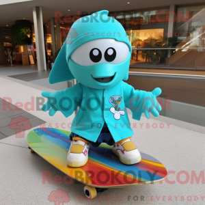 Turquoise Skateboard mascot...