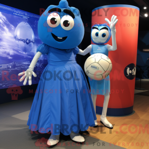 Blå Moussaka maskot kostume...