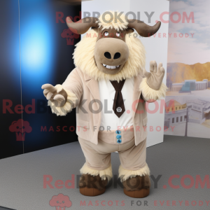 Beige Yak mascot costume...