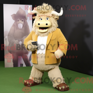 Beige Yak mascot costume...