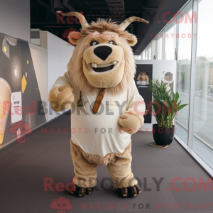 Beżowy Yak-maskotdraktfigur...