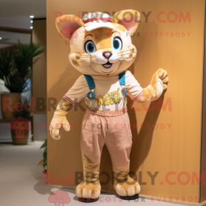 Tan Cat maskot kostume...