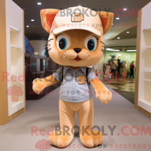 Tan Cat maskot kostume...
