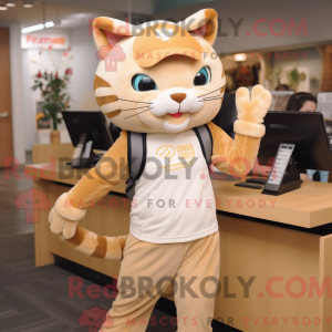 Tan Cat maskot kostume...