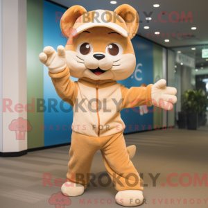 Tan Cat maskot kostume...