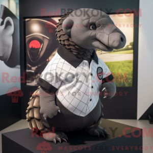 Sort Pangolin maskot...