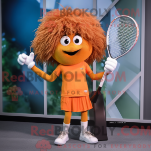 Orange Tennis Racket mascot...