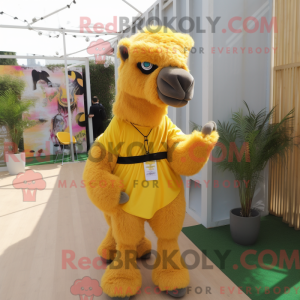 Yellow Camel mascot costume...