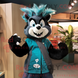 Teal Skunk mascot costume...
