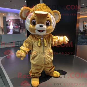 Gold Acrobat mascot costume...