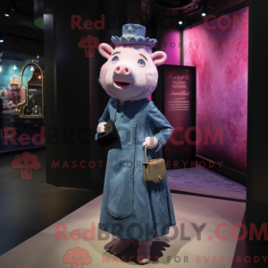 Sow-mascottekostuum gekleed...