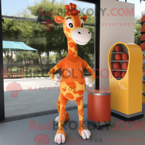 Orange Giraffe Maskottchen...