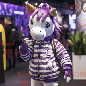 Purple Zebra mascot costume...