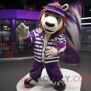 Purple Zebra mascot costume...