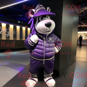 Purple Zebra mascot costume...