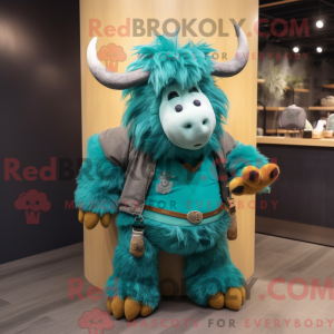 Teal Yak mascottekostuum...