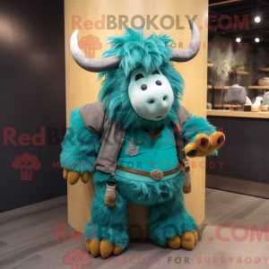 Teal Yak Maskottchen Kostüm...