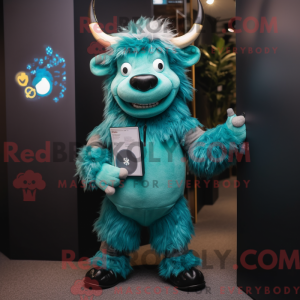 Teal Yak mascottekostuum...