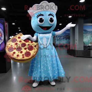 Sky Blue Pizza Slice mascot...