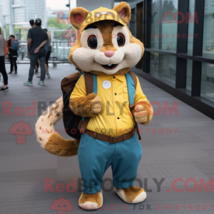 Gul Chipmunk maskot kostume...