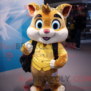Gul Chipmunk maskot kostume...