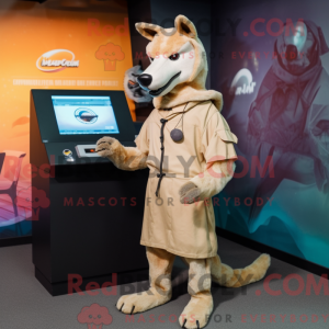 Beige Dingo maskot kostume...