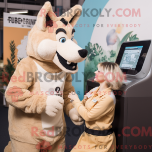 Beige Dingo mascot costume...