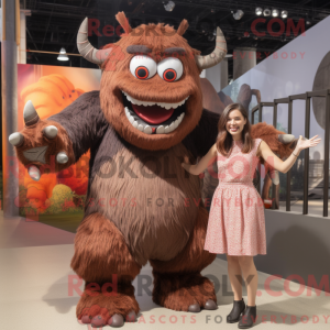 Brown Demon mascot costume...