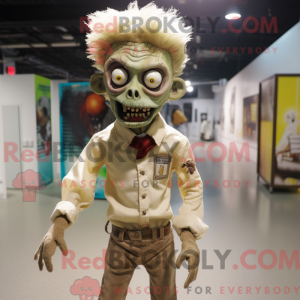 Beige Zombie maskot kostume...