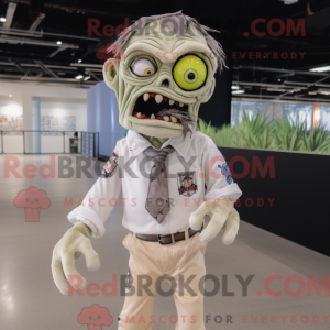 Beige Zombie mascot costume...
