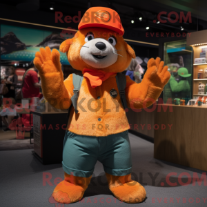 Orange Otter mascot costume...