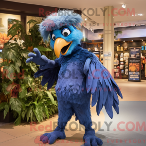 Blå Harpy maskot kostume...