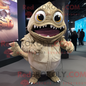 Beige Piranha maskot...