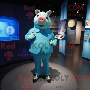 Cyan Pig mascot costume...