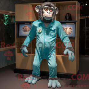 Cyan chimpanse maskot...