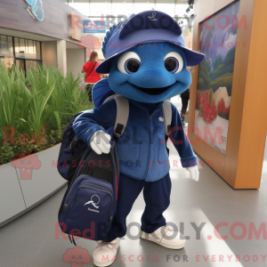 Navy Betta Fish mascot...