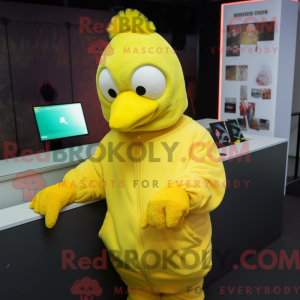 Citrongul kylling maskot...