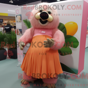 Peach Sloth Bear mascot...